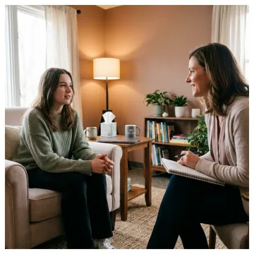 Teen counseling session with therapist