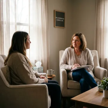 Therapist and client discussing a care plan
