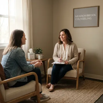 Betrayal trauma therapy session in a calming office