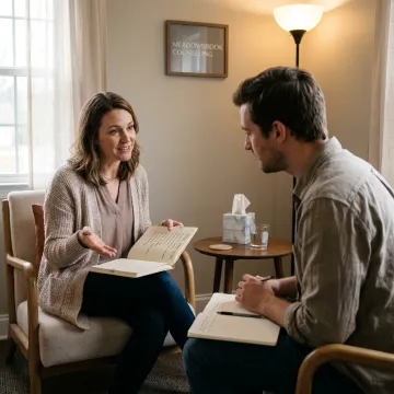 Therapist supporting an adult client with ADHD strategies