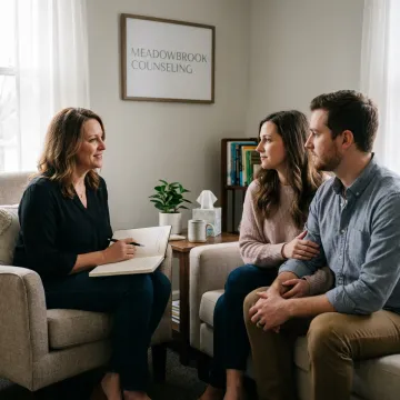Couple in premarital counseling session