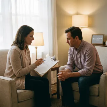 Therapist meeting with adult male client