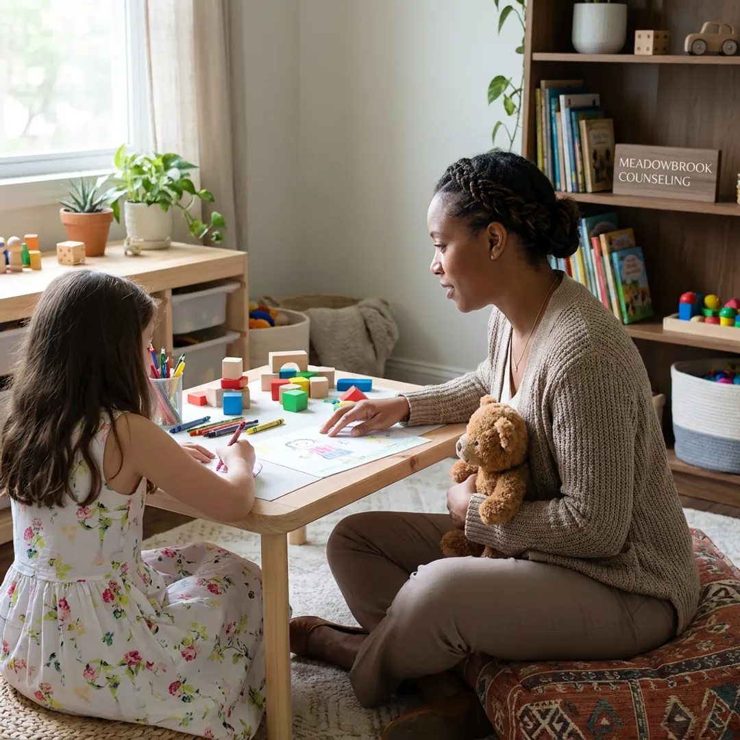 Child counseling session with therapist