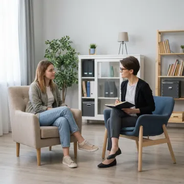 Young adult talking with a therapist