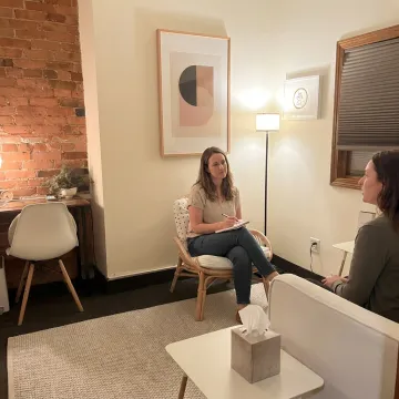 Relationship counseling session in a calm therapy office