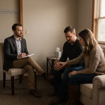 Counseling session for a couple discussing relationship concerns