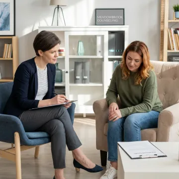 Therapist and client reviewing a treatment plan