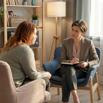 Therapist speaking with client during stress counseling session