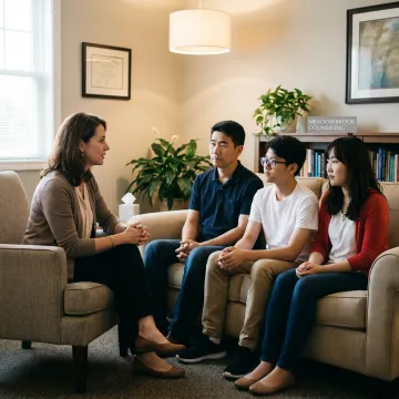 Family therapist guiding a counseling session