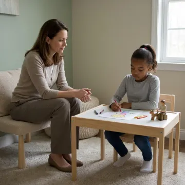 Child grief counseling session