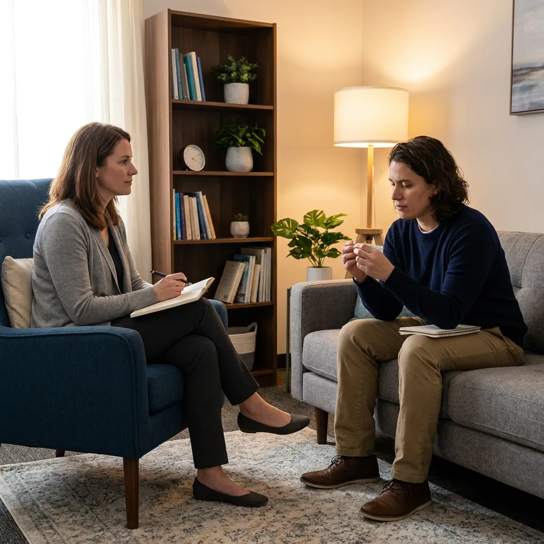 Therapist guiding a trauma therapy session