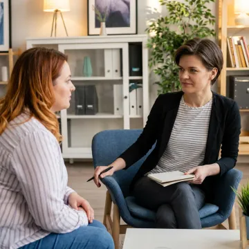 Private counseling session in a calm therapy office
