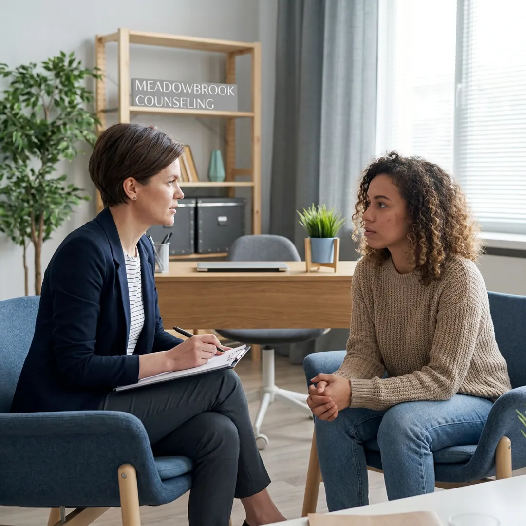 Young adult in a calm therapy session
