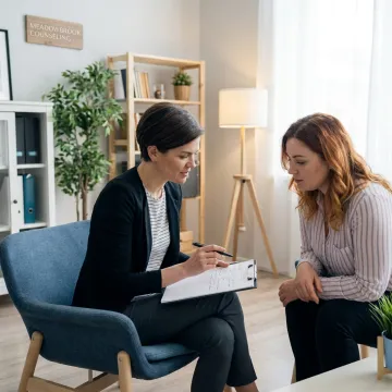 Therapist and client discussing an anxiety treatment plan
