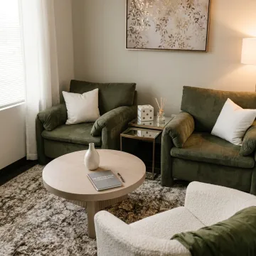 Comfortable therapy office for OCD and anxiety treatment