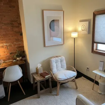 Comfortable counseling room for trauma therapy