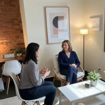 Therapist supporting client in confidence building counseling