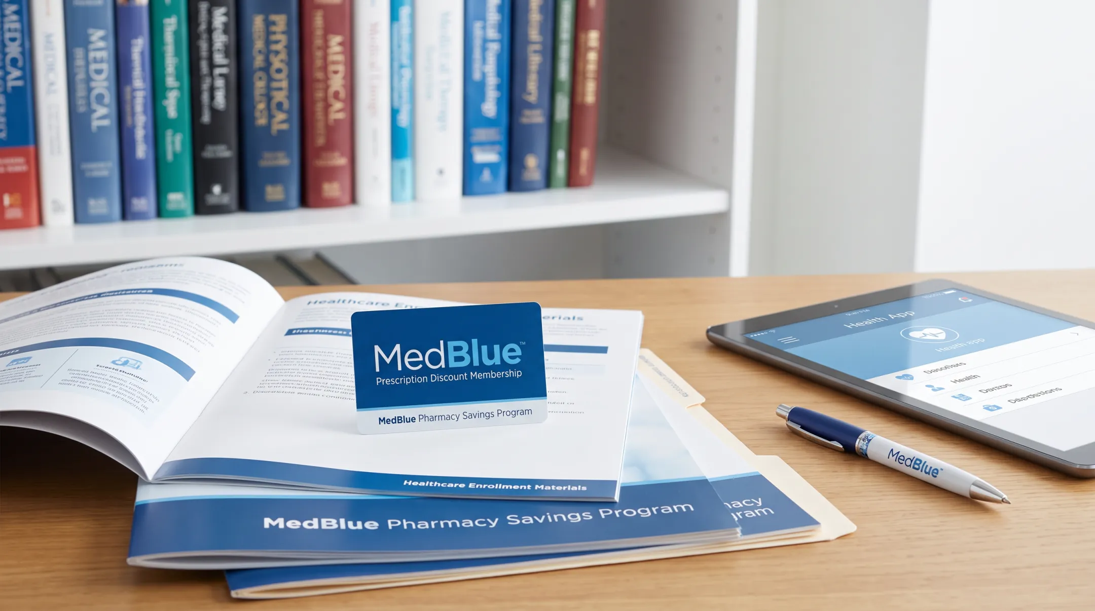 MedBlue prescription discount membership card and healthcare enrollment materials