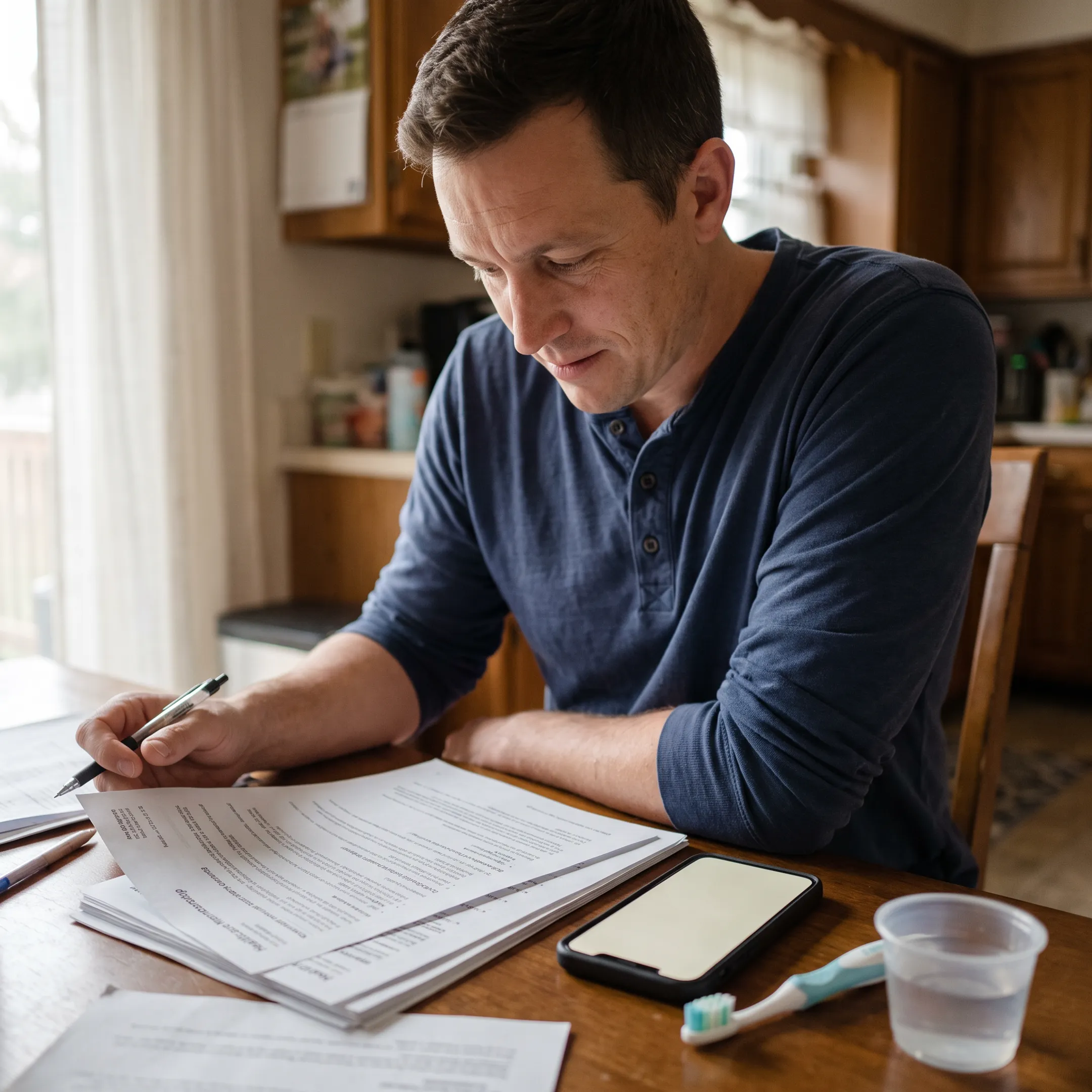 Parent reviewing a child’s dental membership information at home