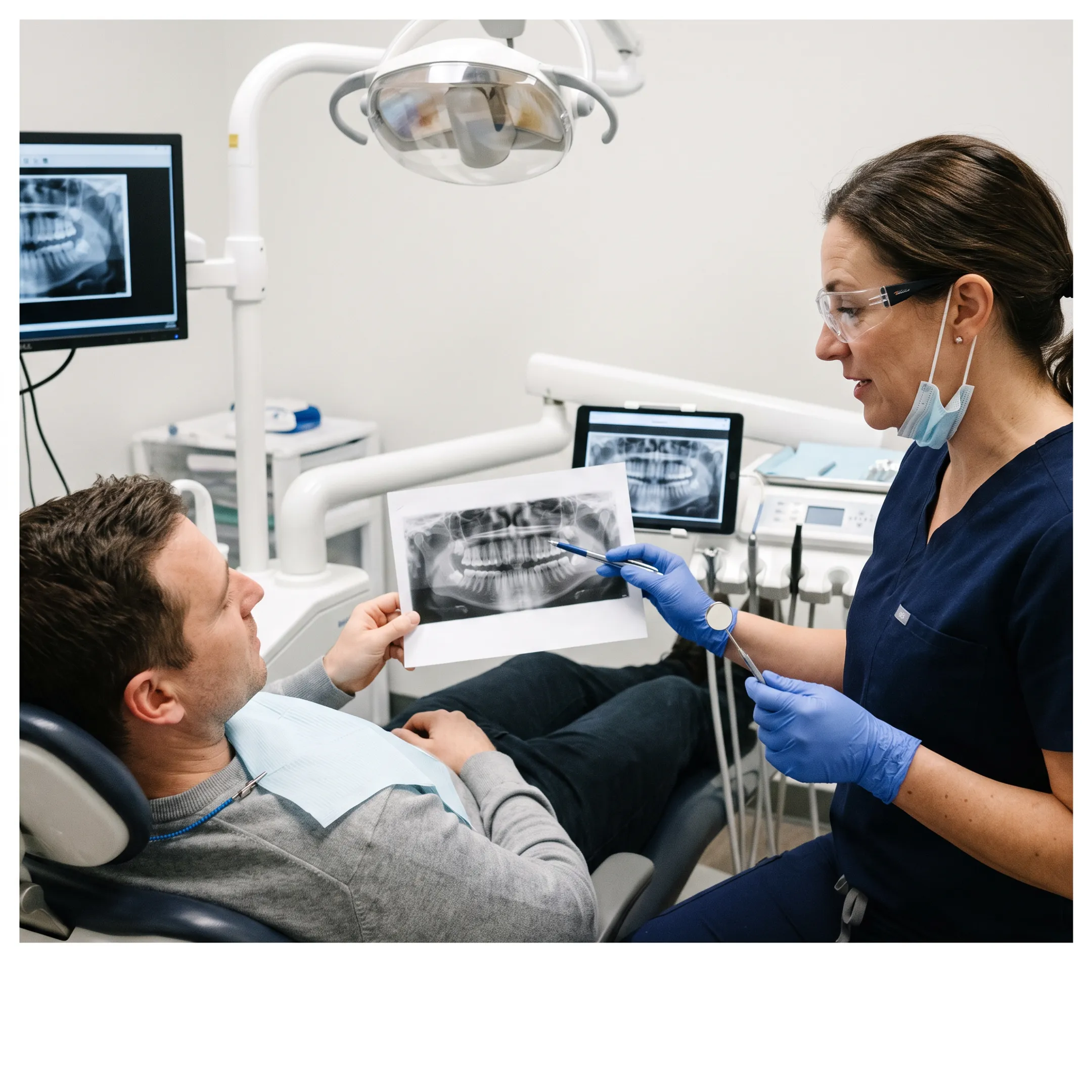 Patient receiving dental consultation about wisdom teeth