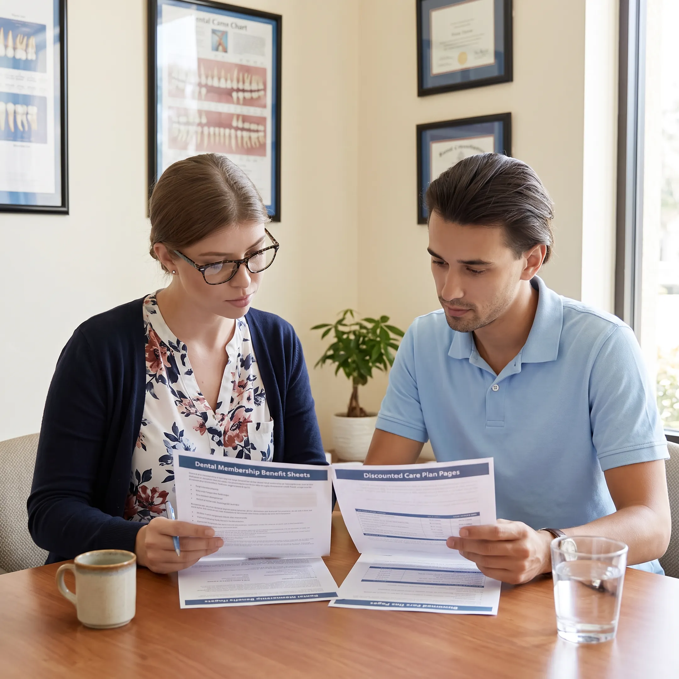 Patient reviewing affordable dental care options with a healthcare advisor