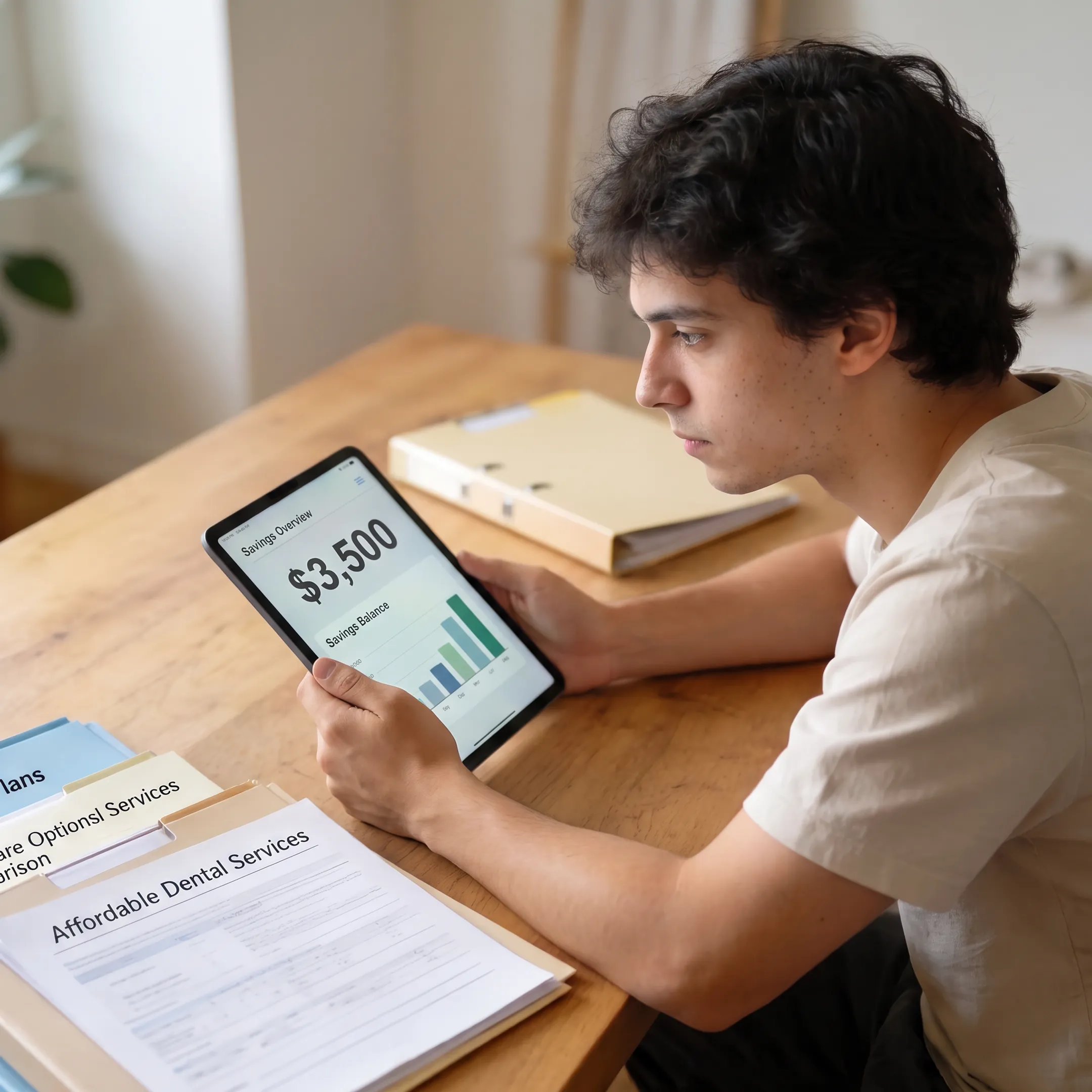 Patient reviewing dental membership savings on a tablet