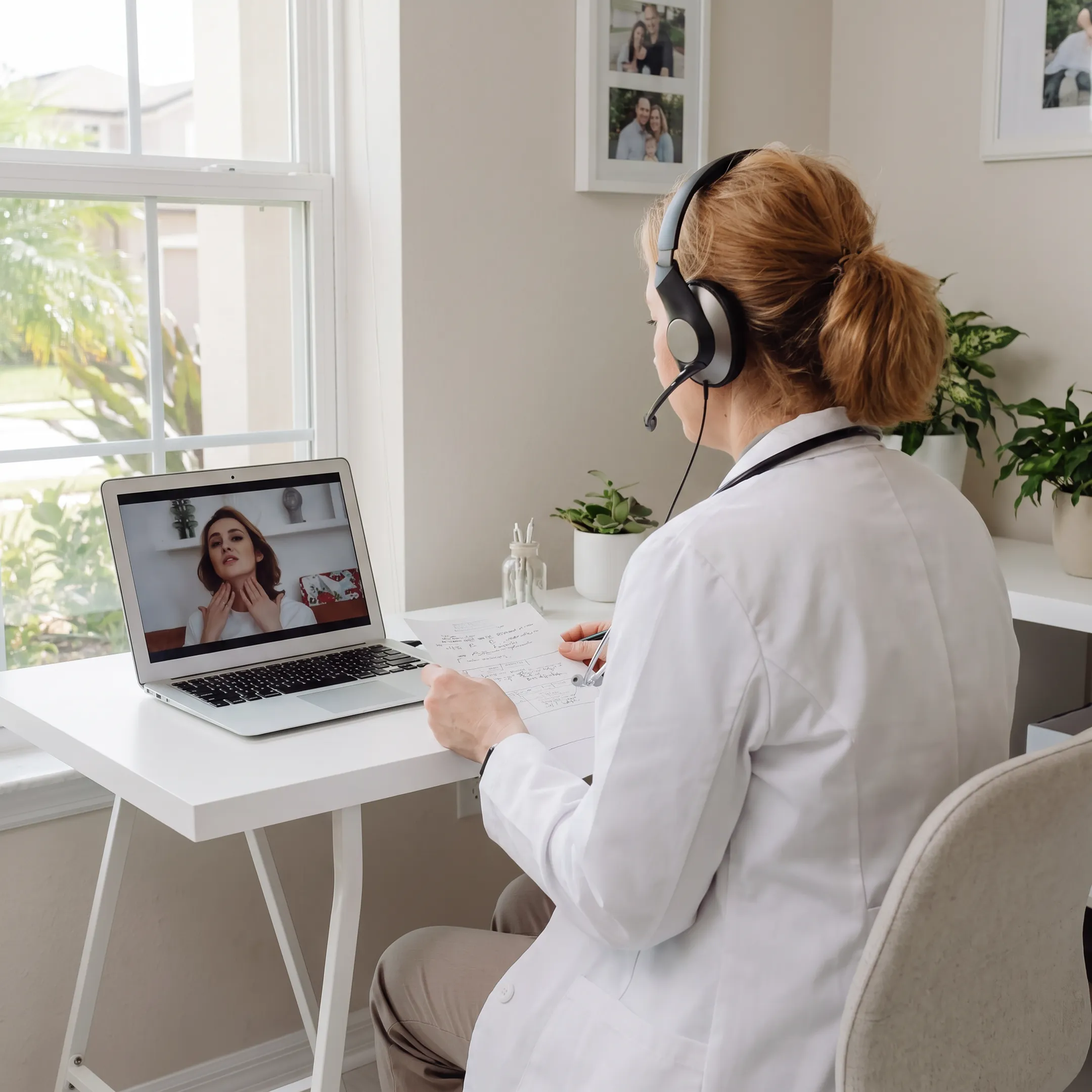 Doctor providing virtual primary care guidance to a patient
