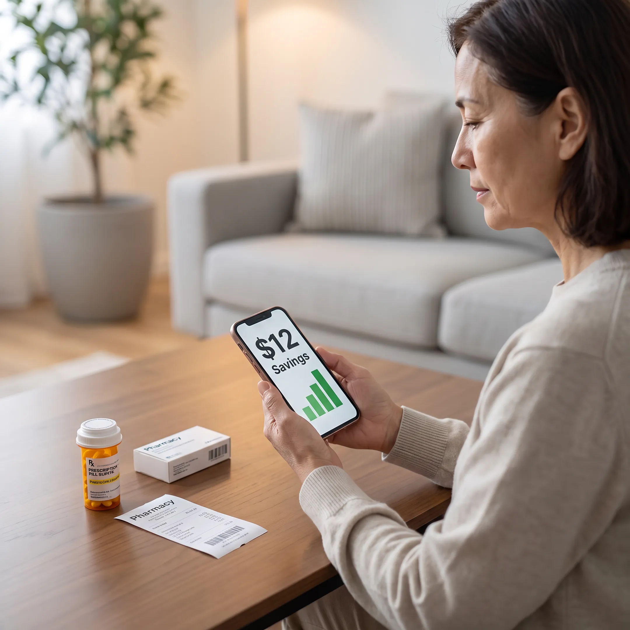 Member reviewing prescription savings options on a phone