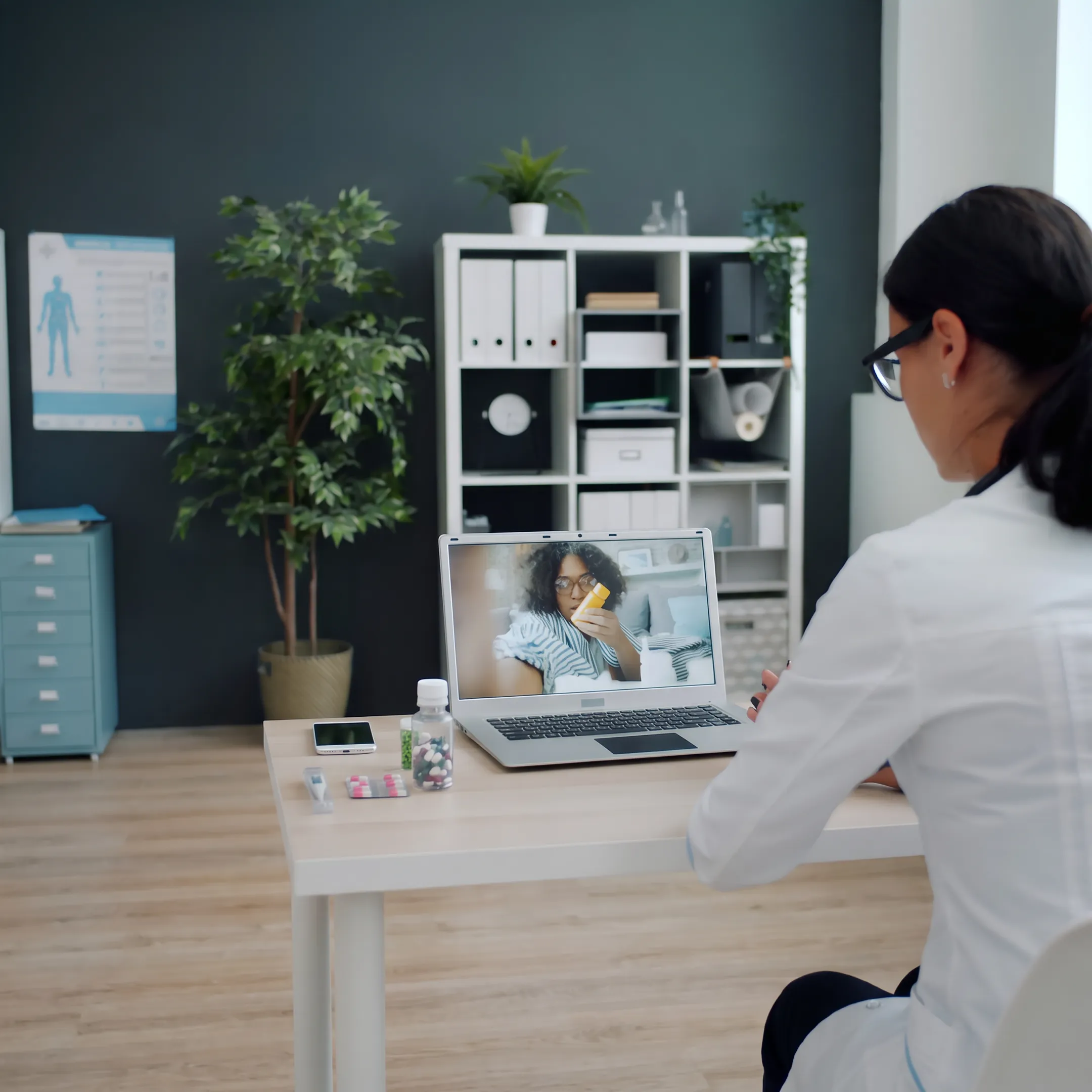 Doctor consulting with a patient through an online healthcare platform