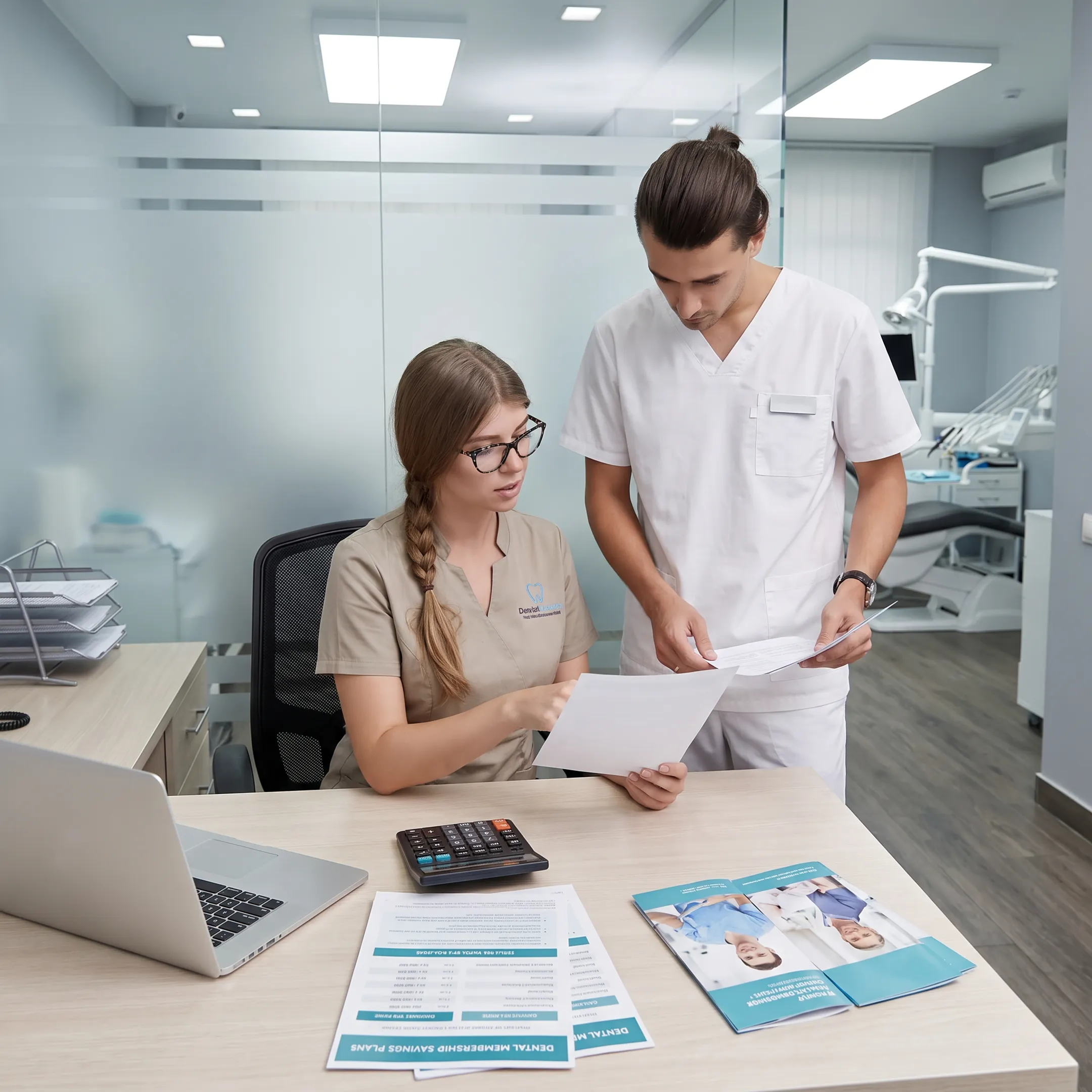 Patient reviewing dental membership savings with a healthcare coordinator
