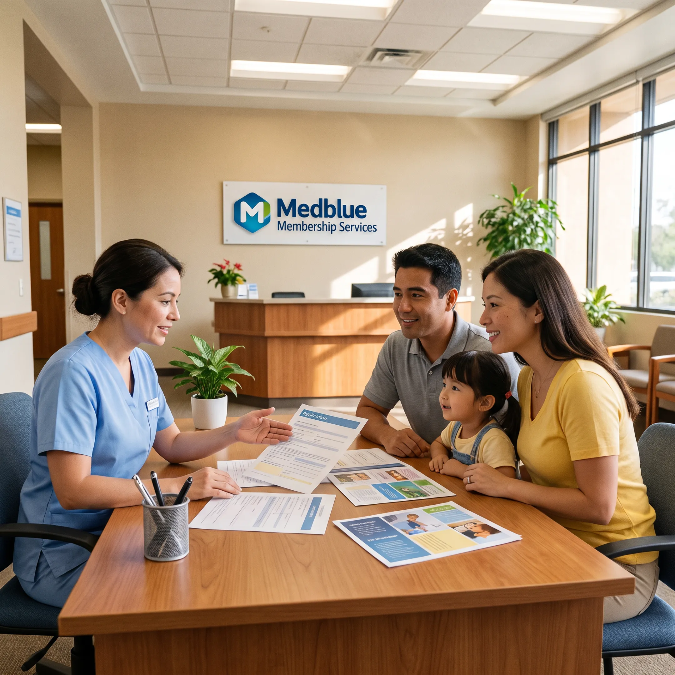 Parent reviewing a child’s dental care options with a healthcare advisor