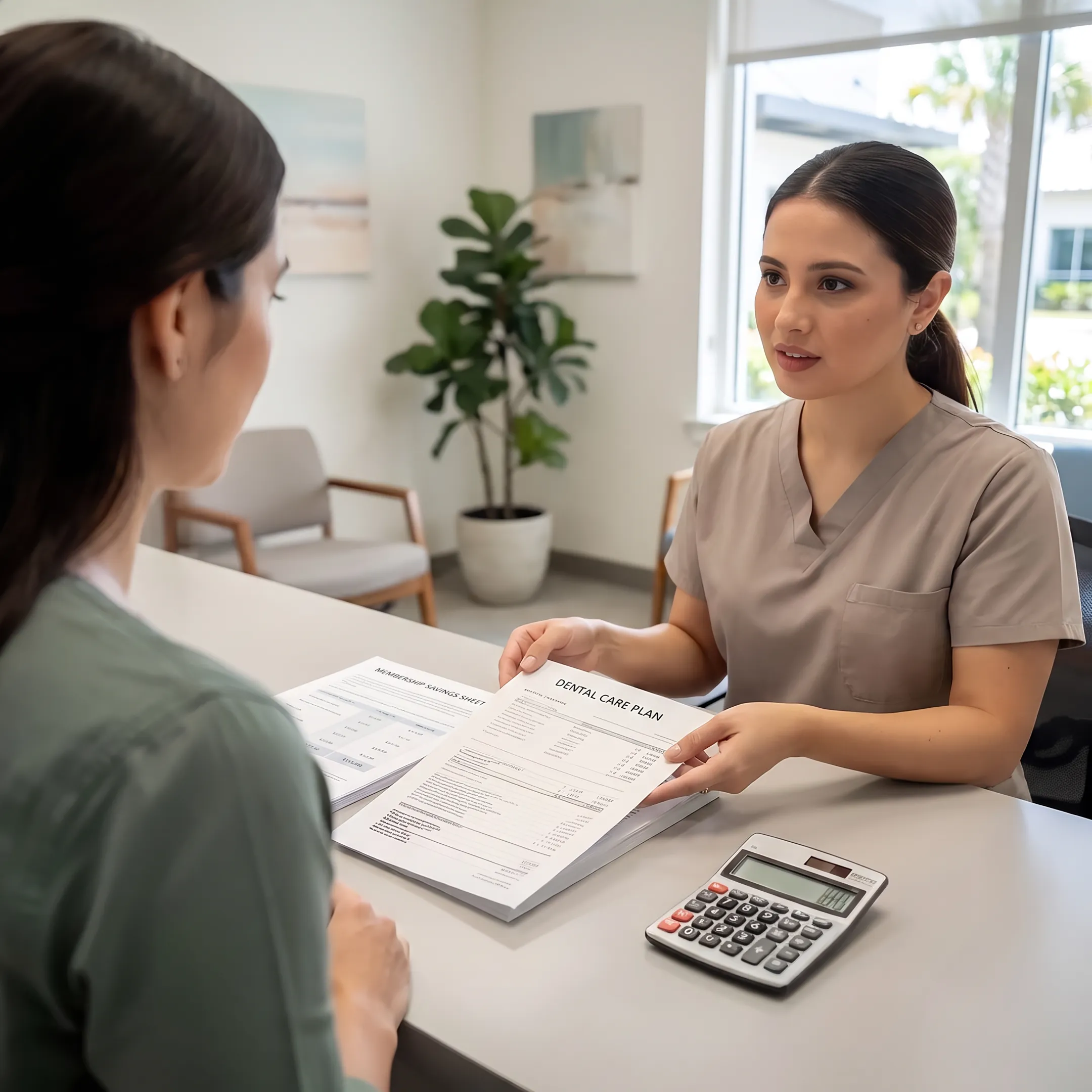Dental professional reviewing care options with a patient