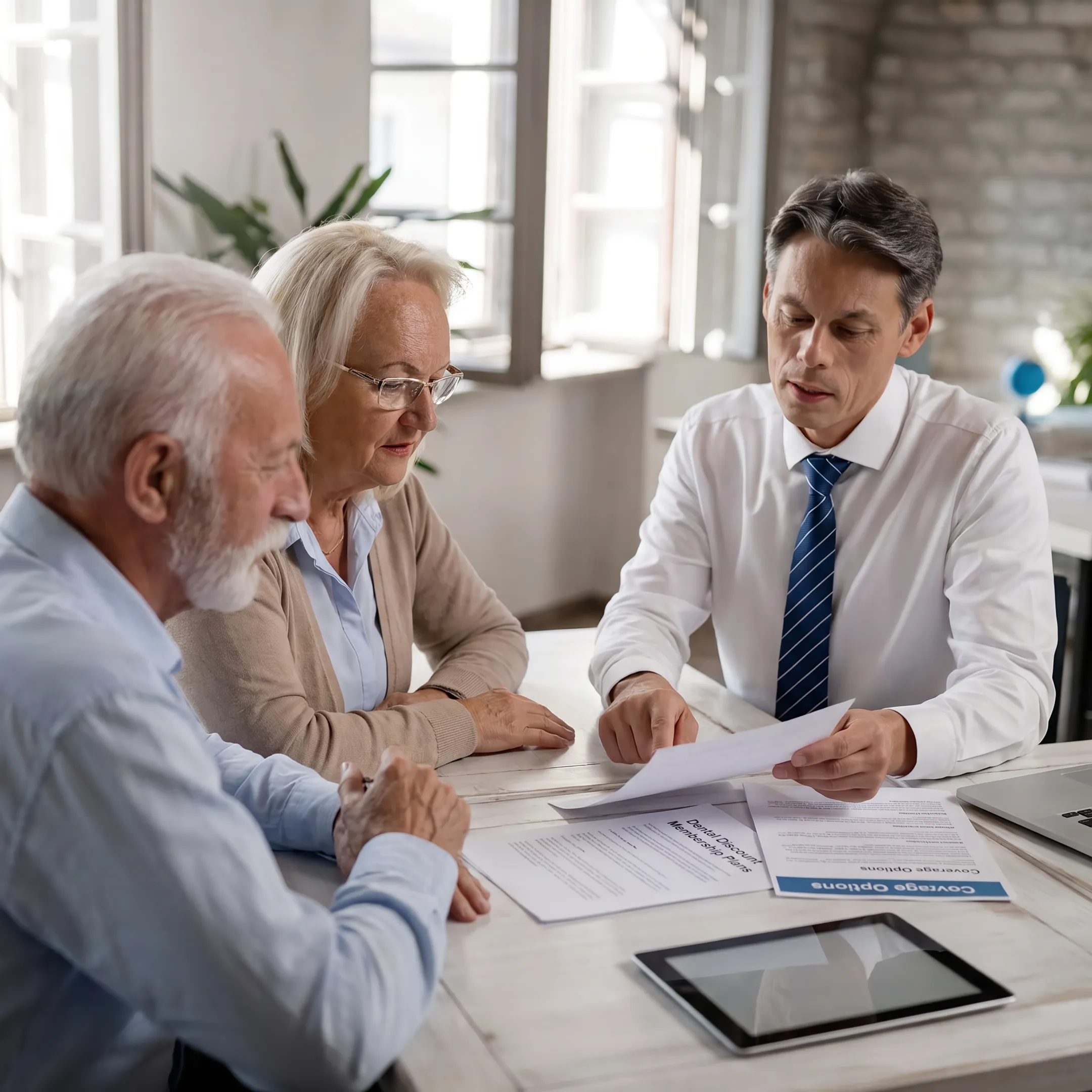 Patient reviewing discounted dental care options with a healthcare advisor