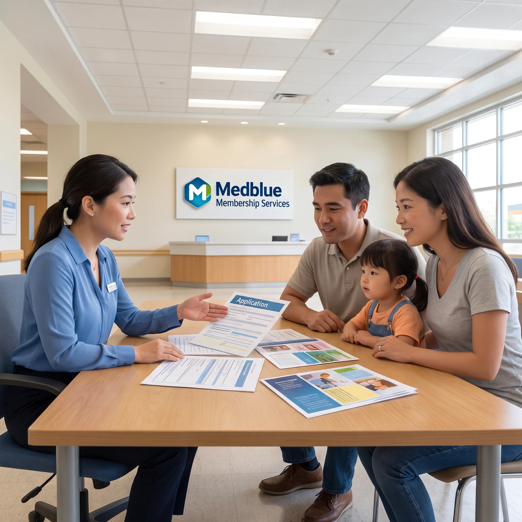 Parent and child discussing dental savings with a healthcare advisor