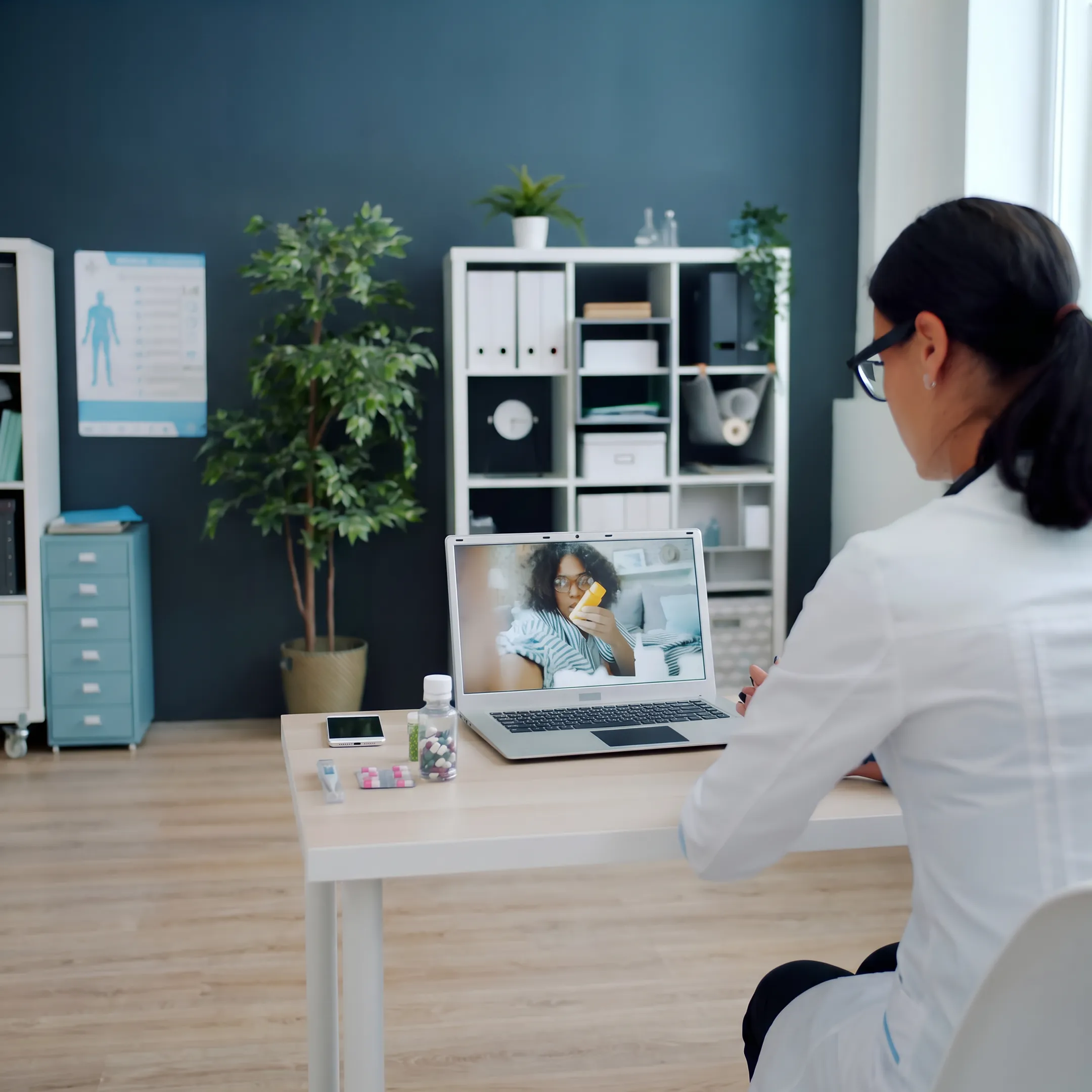 Doctor providing virtual healthcare consultation