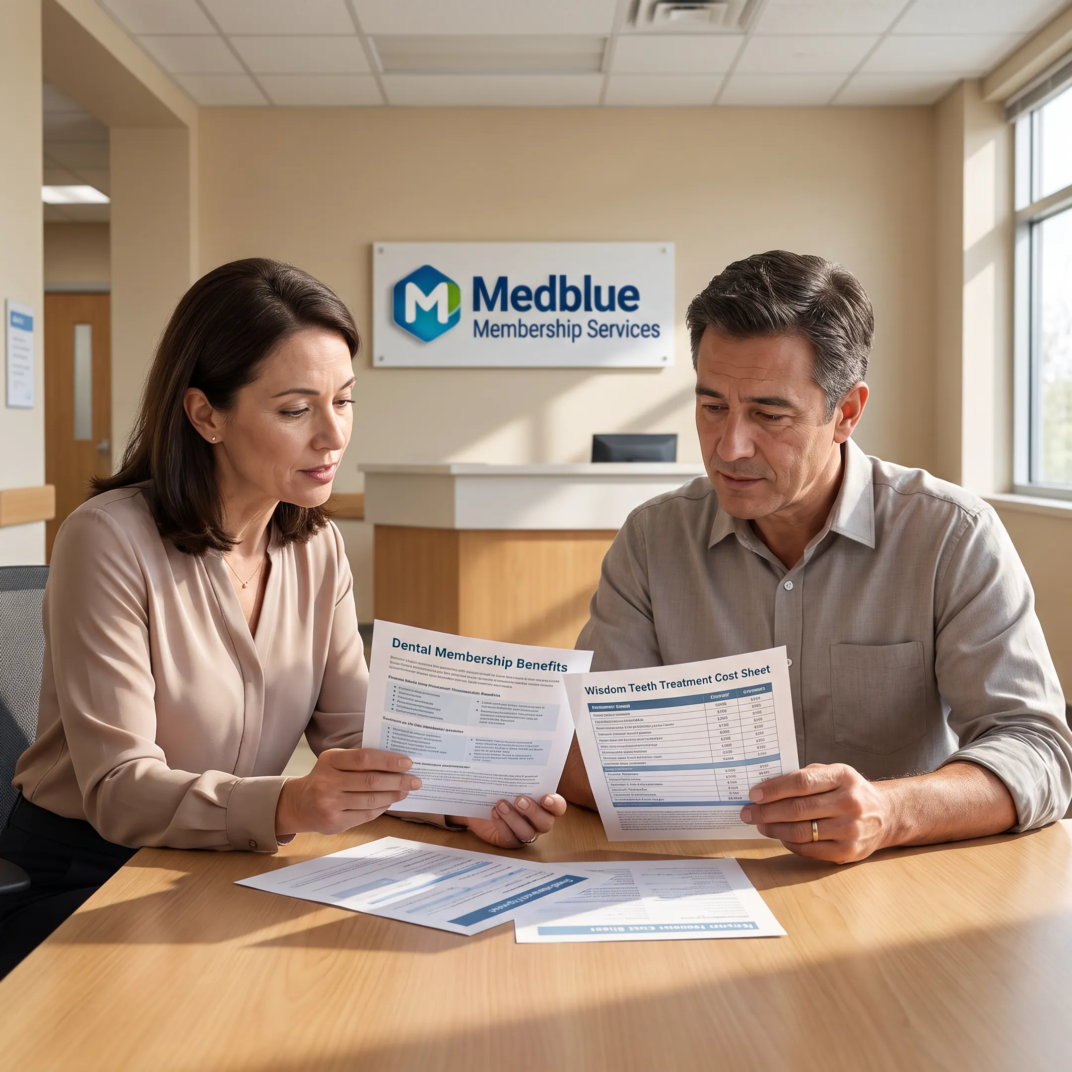 Patient reviewing dental membership savings before treatment