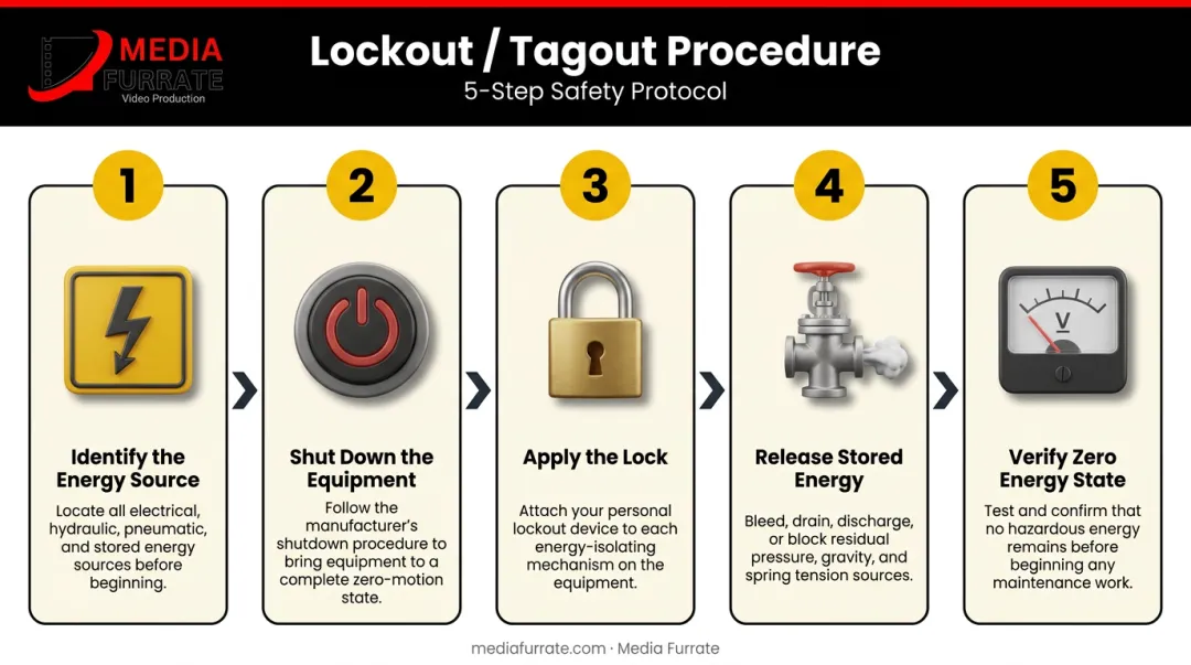 5-step lockout tagout energy control procedure for screen printing equipment