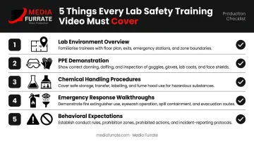 Five essential topics covered in effective lab safety training video infographic