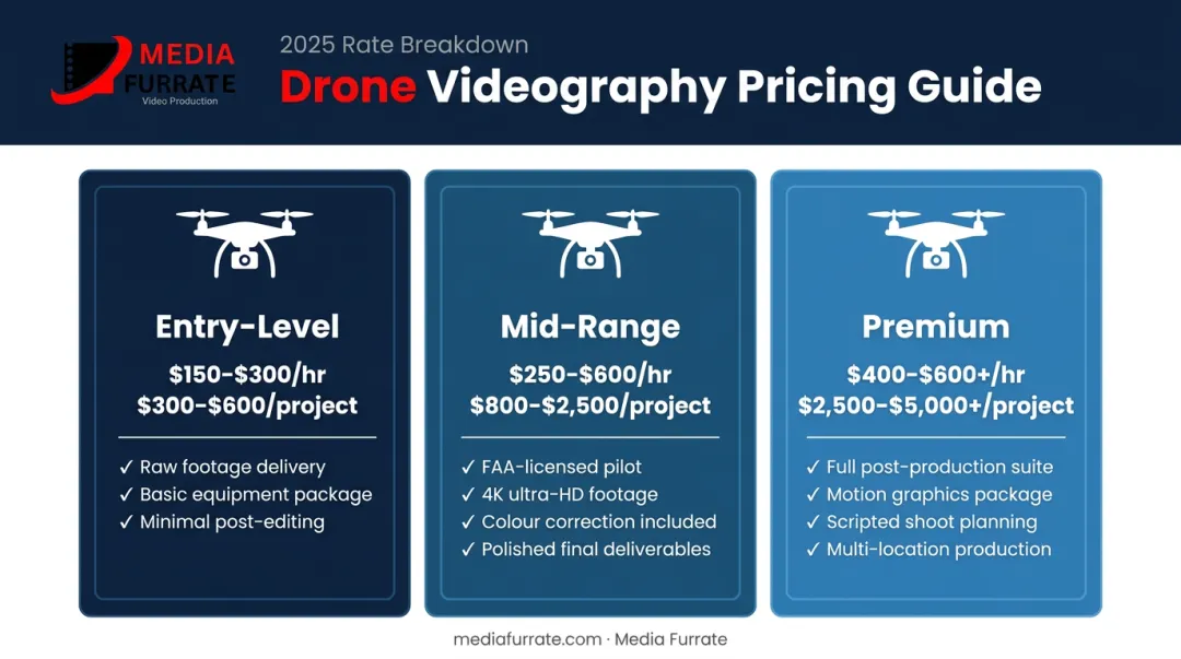 Three-tier drone videography pricing comparison entry mid and premium levels