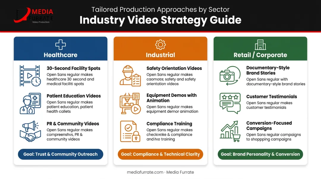 Industry video format recommendation comparison chart for healthcare industrial and retail sectors
