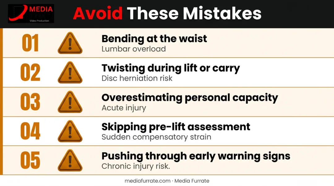 5 common workplace lifting mistakes causes and injury risks breakdown