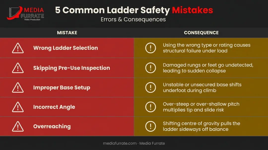 Five most common ladder safety mistakes causes and prevention comparison table