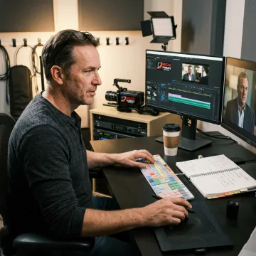 Producer reviewing corporate video footage