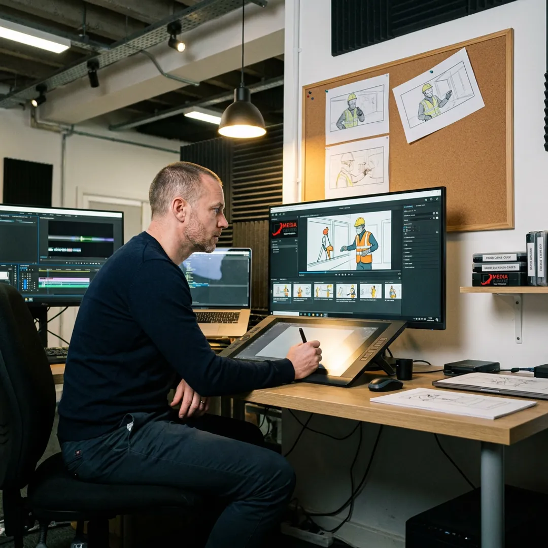 Animated safety training video production storyboard