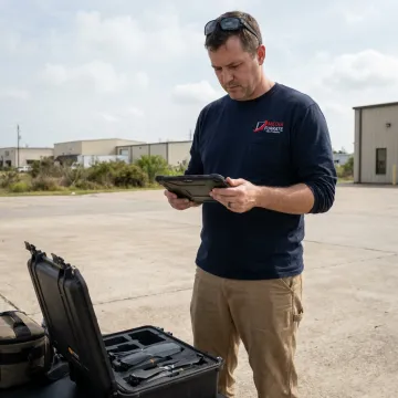Drone pilot planning an aerial videography shoot
