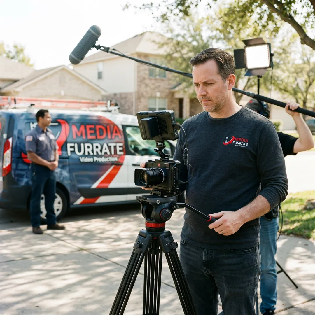 Producer directing a plumbing company video shoot