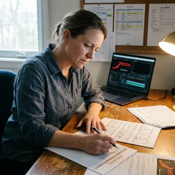 Producer reviewing a safety training video plan