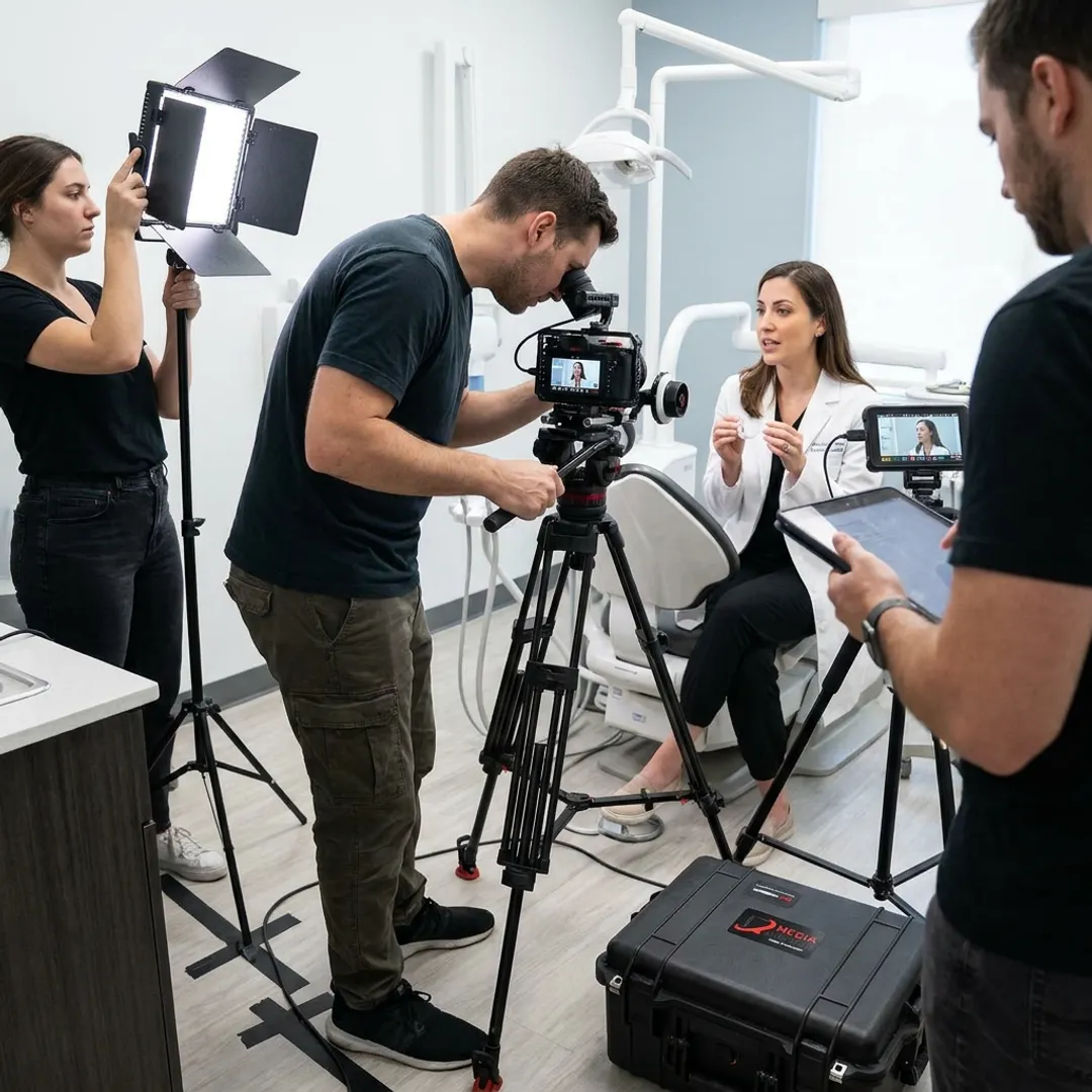 Video crew filming orthodontic education content