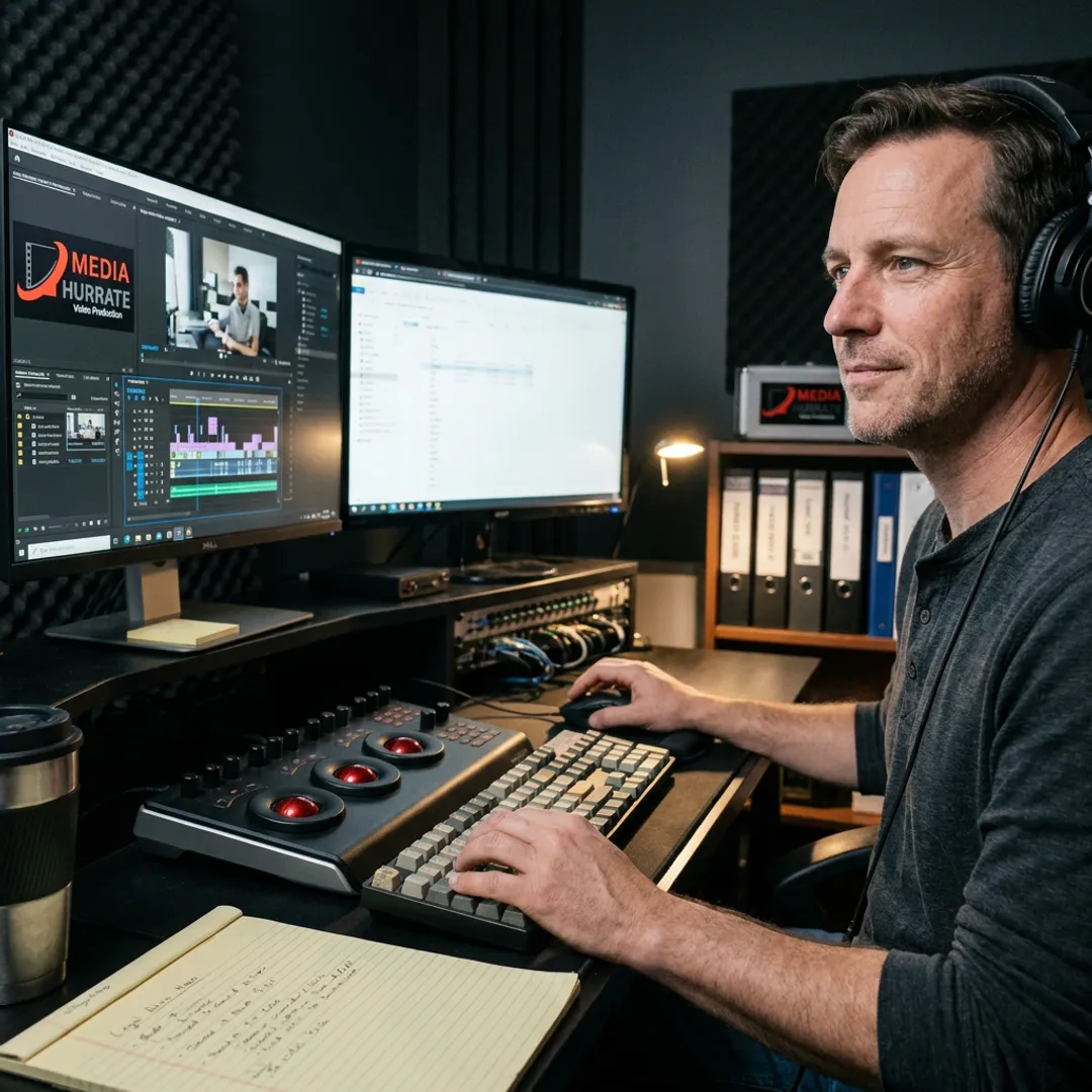 Video editor reviewing footage in post-production
