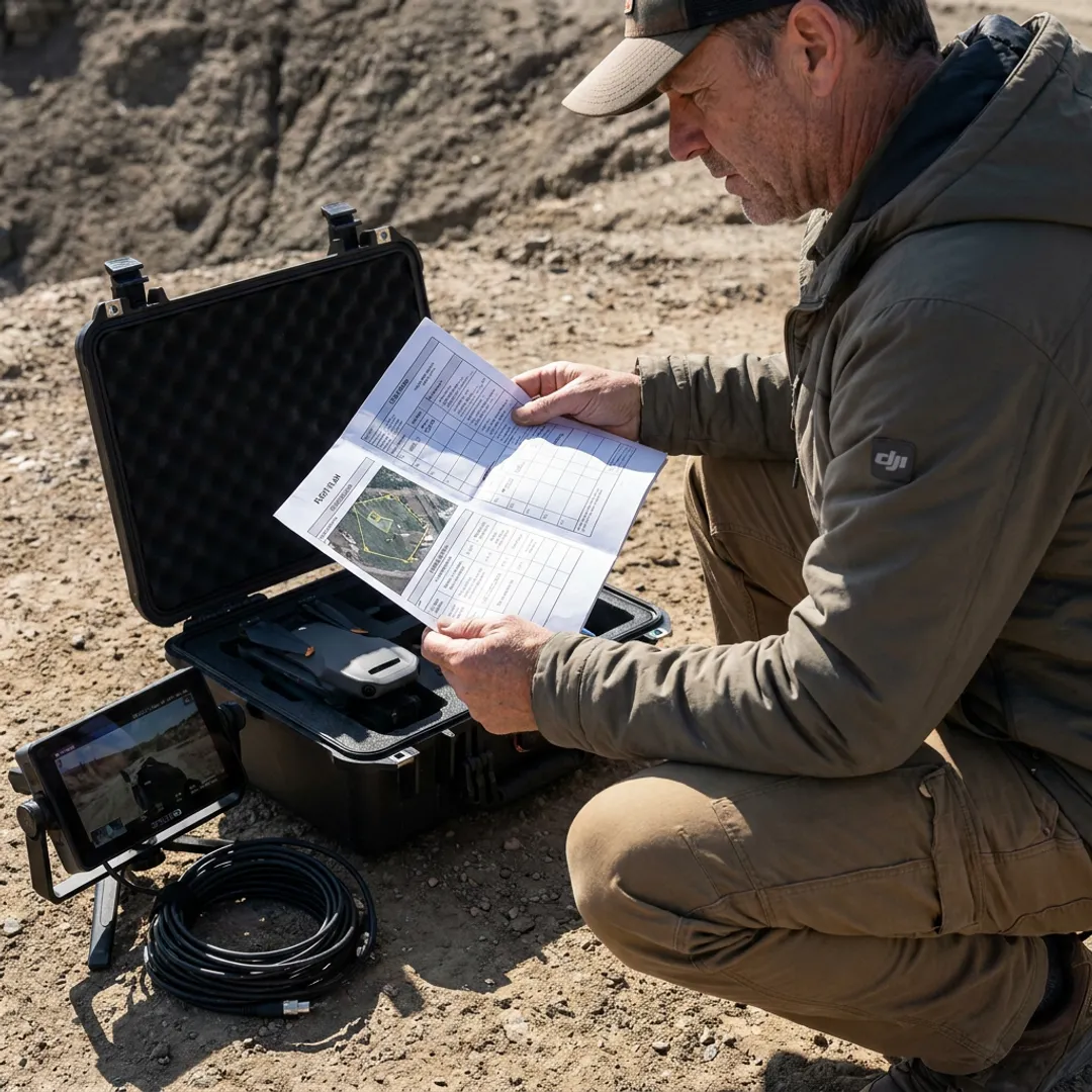 Drone pilot planning an aerial video shoot